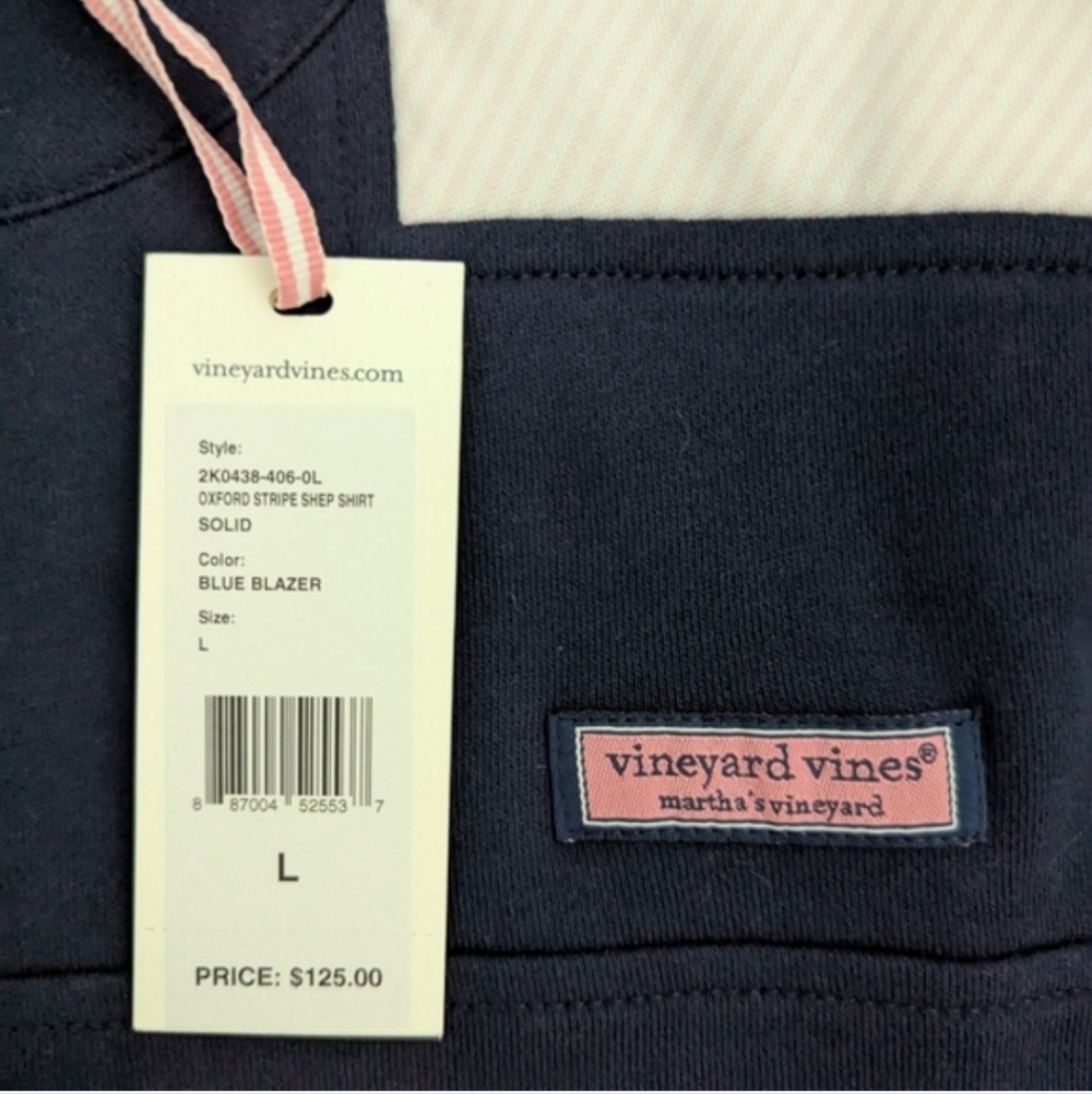 Vineyard Vines Navy and Pink Quarter-Zip Sweatshirt - Picture 3 of 8